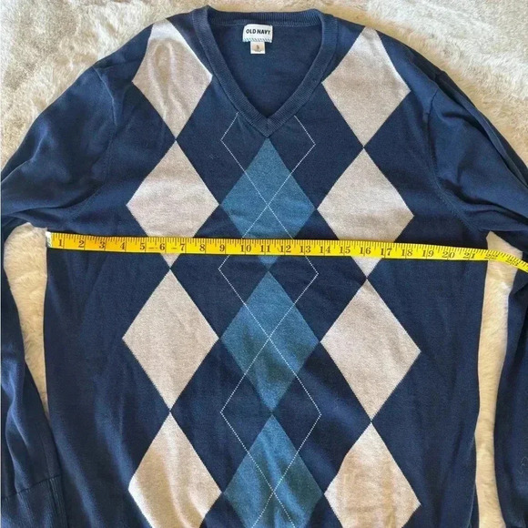 Old Navy’s men navy blue Argyle v-neck sweater size XLarge - Picture 4 of 7
